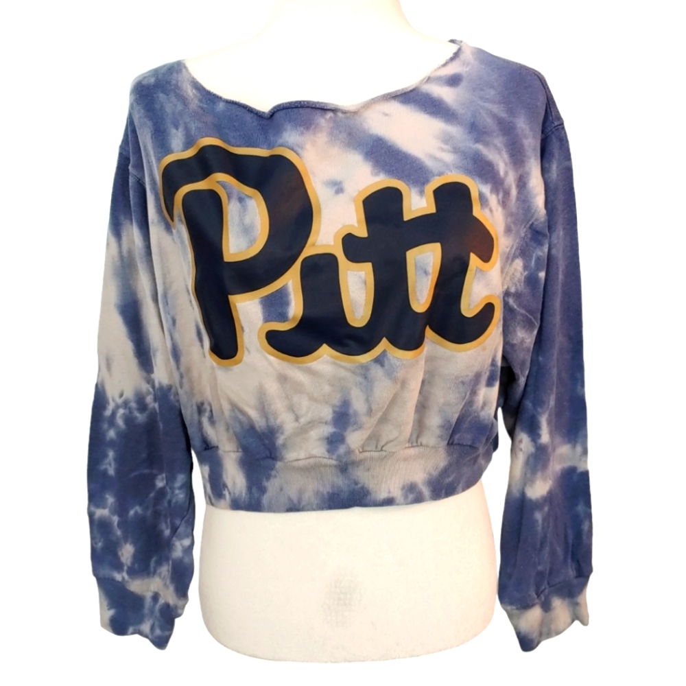 VICTORIA'S SECRET PINK Pitt Pittsburgh Panthers Tie Dye Crop Sweatshirt Size XS